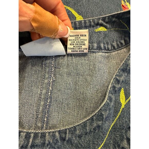 Carolina Blues Vintage Denim Dress Sz 8 Embroidered Butterflies 100% Cotton - Picture 11 of 11